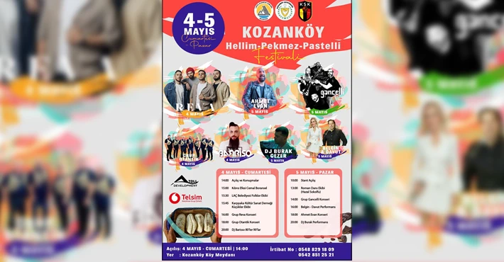 4. Kozanköy Hellim, Pekmez, Pastelli Festivali 4-5 Mayıs'ta