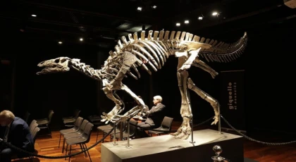 Paris'te 150 milyon yıllık dinozor iskeleti açık artırmayla 930 bin avroya satıldı