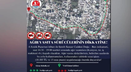 Girne Belediyesi, ağır vasıta trafiğine kısıtlama getirdi