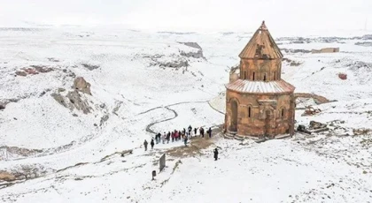Kars'taki Ani Ören Yeri beyaza büründü